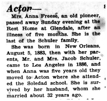 Freese, Anna Henrietta obituary