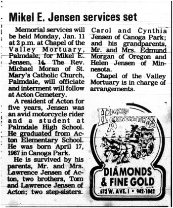 Jensen, Mikel Edmund obituary
