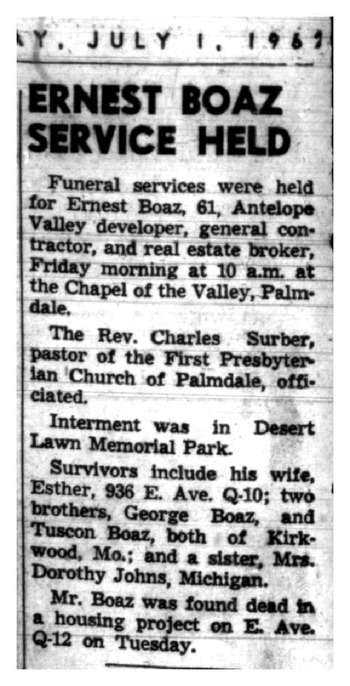 Boaz, Ernest D. obituary