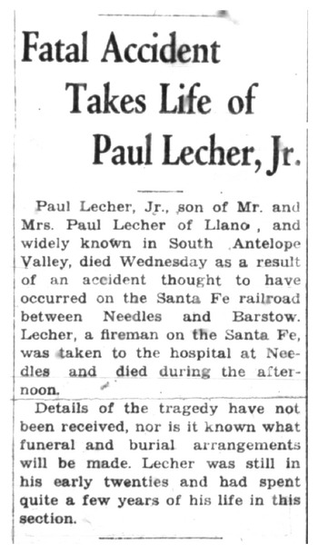 Lecher,   Paul Herman obituary