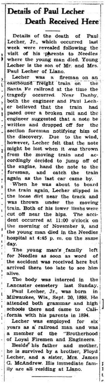 Lecher,   Paul Herman obituary