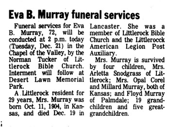 Murray, Eva B. obituary