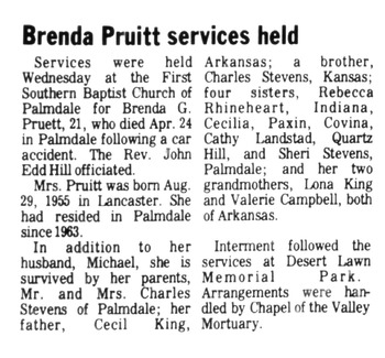 Pruitt,   Brenda G. obituary