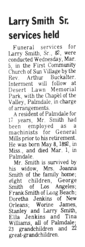 Smith, Larry obituary