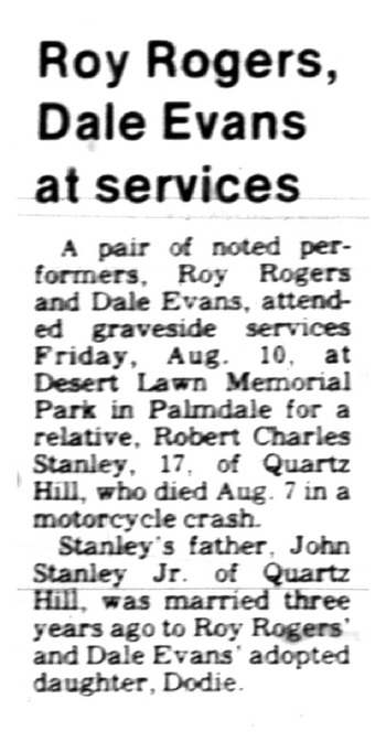 Stanley, Robert Charles ('Bobby') obituary