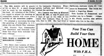 Loomis,   Mary Jane obituary