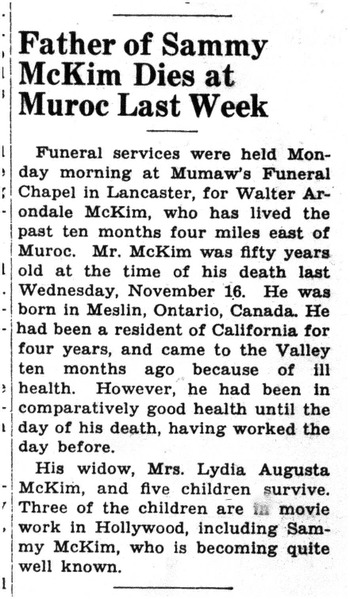 McKim, Walter Arondale obituary