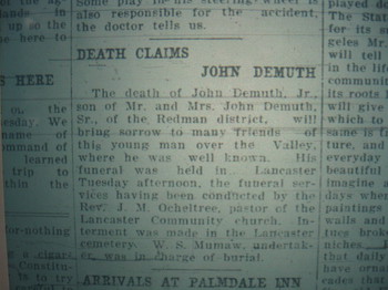 Demuth,   John Conrad obituary