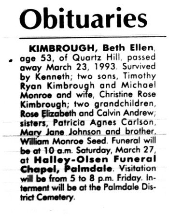 Kimbrough,   Beth Ellen obituary