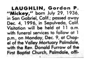 Laughlin,   Gordon Price ('Mickey') obituary