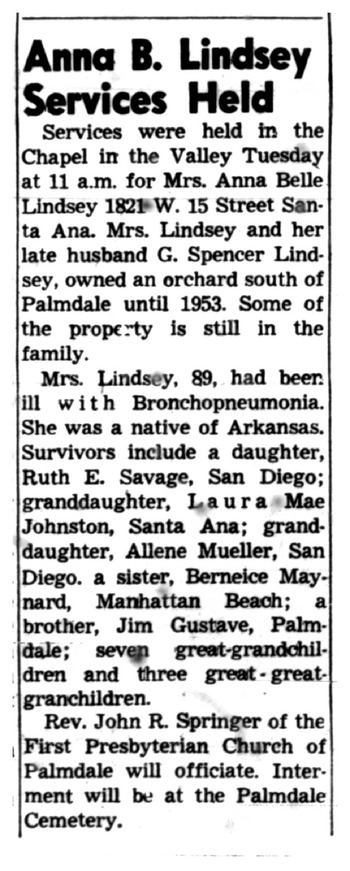 Lindsey,   Anna Belle obituary