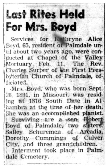 Boyd,   Kathryne Alice ('Kate') obituary
