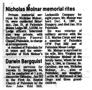 Molnar,   Nicholas obituary