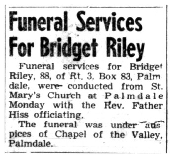 Riley,   Bridget obituary