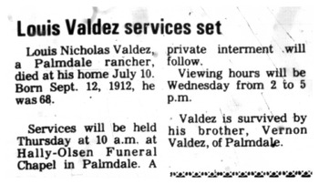 Valdez,   Louis Nicholas obituary