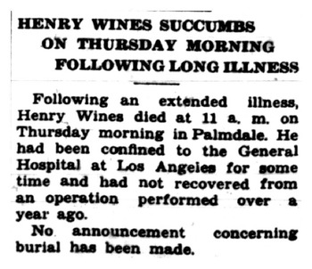 Wines,   Henry B. obituary