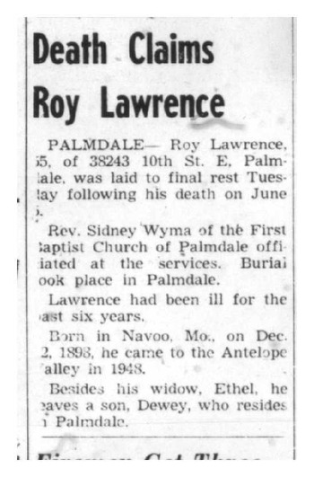 Lawrence,   Roy Lonzo obituary
