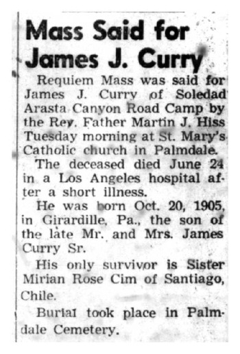Curry,   James Joseph obituary