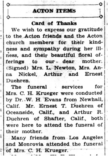 Krueger,   Charlotte Hermine obituary