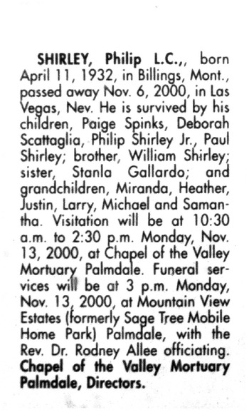 Shirley,   Philip Leonard Corle obituary