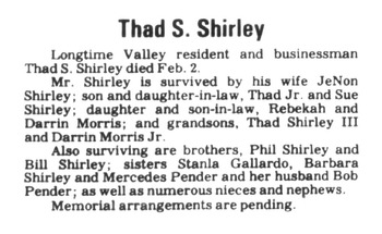 Shirley,   Thaddeus Smith obituary