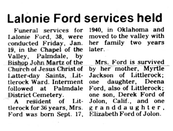 Ford, Myrtle 'Lelonie' obituary