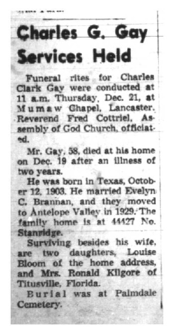 Gay, Charles Clark obituary