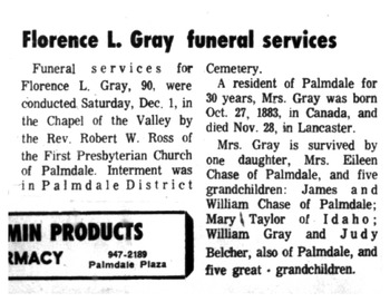 Gray,   Florence L gravesite