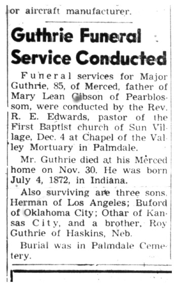 Guthrie,   Major obituary