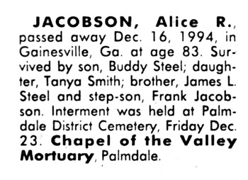 Jacobson,   Alice Retia obituary